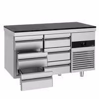 Commercial Counter Fridge PREMIUM – 1400 × 700 mm – with 6 Drawers – incl. Granite Worktop