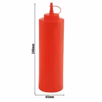 (6 Stück) Quetschflasche - PET - 650ml - Ø 65mm - mit Verschlusskappe - Rot