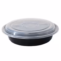 (300 pcs) Food Lidding Tray Polypropylene - 1000ml - Round - Black