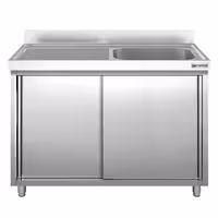 Sudoper s ormarićem PREMIUM - inox - 1400 x 700 mm - s 1 koritom - korito desno