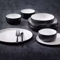(6 pcs) COSMIC | Plate - flat - Porcelain - Ø250mm - Black