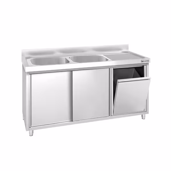 PREMIUM umivaonik – 1400 x 600 mm – s košem za smeće i dva umivaonika s lijeve strane