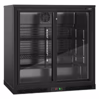 Barski hladnjak - 900 mm - 220 l - s 2 klizna staklena vrata - crna izvana i iznutra