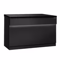Lada kasowa TORONTO – 1500 mm – czarny panel przedni – z czarnym blatem granitowym