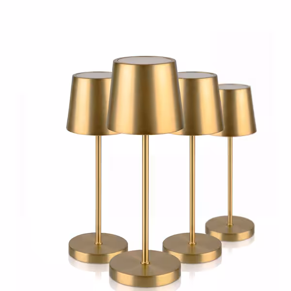 (4 adet) Şarj Edilebilir Masa Lambası - MERLE MICRO MICRO - 3 kademeli kısılabilir - Ø80x200mm - Gold