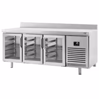 Stół chłodniczy barowy do napojów Premium PLUS – 1960 x 600 mm – z 3 drzwiami szklanymi i rantem