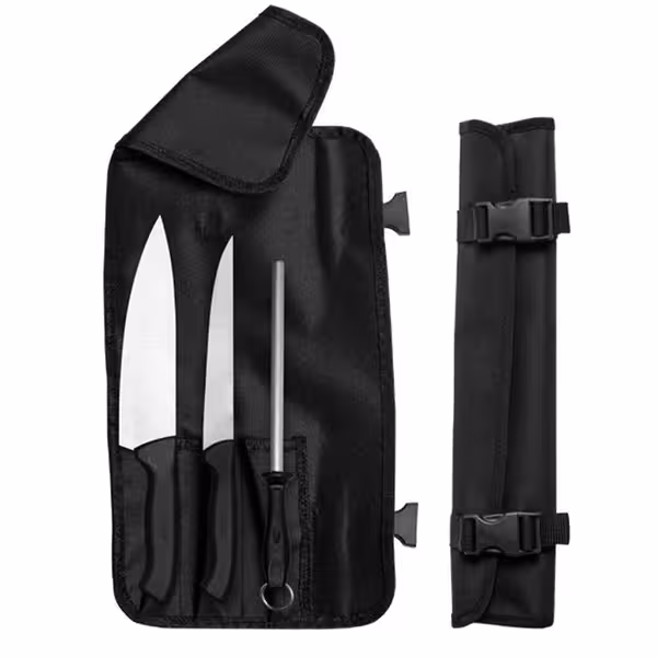 Set cuțite de bucătărie Ecco cu husă tip rulou - 3 piese - oțel inoxidabil