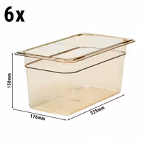 (6 szt.) CAMBRO | Pojemnik GN 1/3 H-PAN™ – wysokość: 150 mm – odporny na wysoką temperaturę – bursztynowy