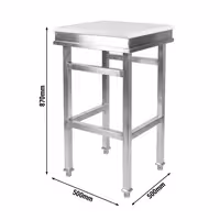 Kloc masarski – stal nierdzewna – 500 x 500 mm – z blatem z polietylenu