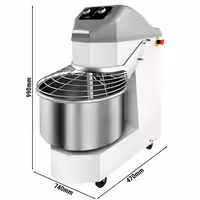 عجانة حلزونية للمخابز - 30 L / 19 kg - سرعتان - وعاء ثابت & عجلات - مؤقّت