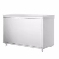 Arbetskåp i rostfritt stål PREMIUM - 1200x600 mm - med 2 skjutdörrar - inkl. skärbräda vit