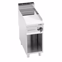 Plinski roštilj - 10,0 kW - Glatka - površina pečenja: 395x500 mm - na otvorenom ormariću - satinirana (Scotch-Brite) završna obrada
