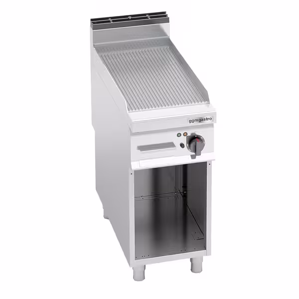 Elektromos rostlap - 5,7 kW - Bordázott - Sütőfelület: 396x667 mm - álló - nyitott tárolóval