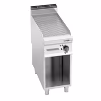 Plancha eléctrica Fry top - placa de acero rectificado - 5,7 kW - Ranurado - Superficie de cocción: 396x667mm - con base abierta