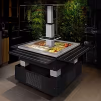 Salad bar refrigerado DUBLIN - 1700mm - com protetor de vidro reto & com rodízios - para 4x GN 1/1 - Preto