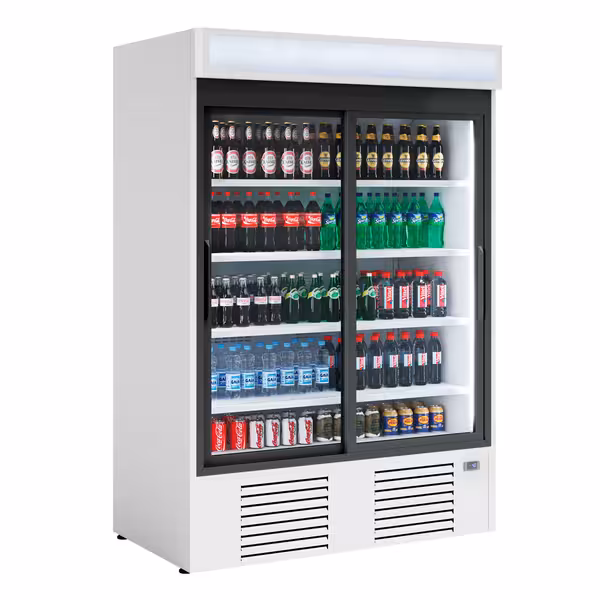 Vitrină frigorifică pentru băuturi - 1.300 litri - 2 uși din sticlă glisante - control digital - temperatură +4/+6 °C
