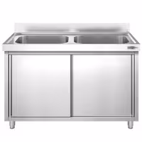 Sudoper s ormarićem PREMIUM - inox - 1600 x 700 mm - sa 2 korita - korita sredina