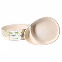 (60 pcs) Compartment Tray - 275x200mm - with 2 compartments - teardrop-shaped - Cream White - Bio-Compound