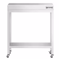 PREMIUM Edelstol-Aarbechtsdësch – 700 x 600 mm – mat engem Basisregal a Rollen