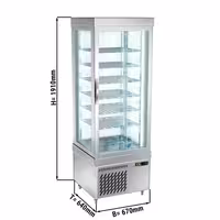 4-Sided Glass Display Freezer - 430L - 670mm - with 6 rotating glass shelves - 1 glass door