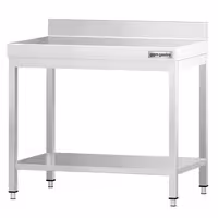 Rozsdamentes acél munkaasztal PREMIUM - 700x600 mm - alsó polccal & hátsó peremmel