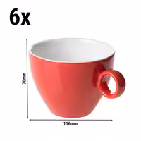 (6 kom) BART COLOUR CAFE - Šalica za cappuccino - 230 ml - Crvena