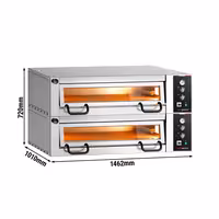 Electric Deck Pizza Oven Power - Twin Deck - Refractory Stone Deck - 6+6 x Ø 34cm (13.4") - Mechanical Controls - up to 450°C