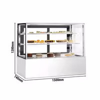 Commercial cake display fridge - 598L - 1500mm - Double glazing - with 2 adjustable shelves - rear sliding doors