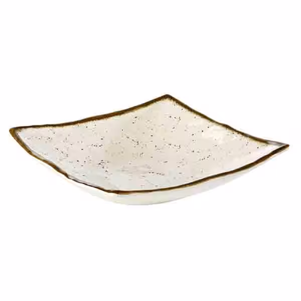 (6 adet) Kase - STONE ART - Melamin - 1,1L - köşeli - 240x240mm - Derinlik:65mm - Beyaz/Kahverengi