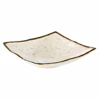 (6 adet) Kase - STONE ART - Melamin - 1,1L - köşeli - 240x240mm - Derinlik:65mm - Beyaz/Kahverengi
