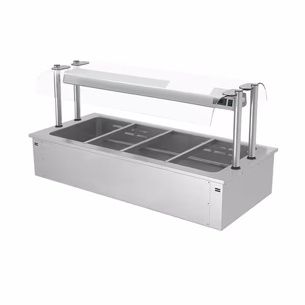 Toplovodna kupka ugradbena - 1460 mm - 3,37 kW - 4x GN 1/1 - sa zaštitnim staklom