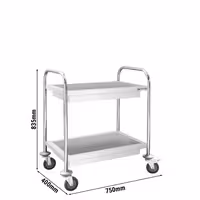 Catering Trolley - Commercial Service & Clearing Trolley - 750x400mm - 2 Tier - with quiet castors