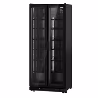 Commercial Beverage Display Fridge - 900mm - 573 Litres - with 2 hinged glass doors - LED lighting - digital controller with temperature display - Black - Temperature range 0 to 7 °C