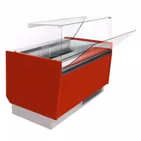 Ice Cream Display Freezer | LIAM - 1310mm - Static cooling - with LED lighting - for 10 x 5 litres Napoli pans - Red - curved glass canopy