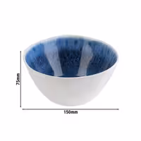 (6 adet) Kase - BLUE OCEAN - Melamin - 0,6L - köşeli - 150x150mm - Derinlik:75mm - Beyaz/Mavi