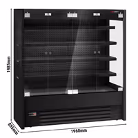 Commercial multideck display fridge - 1960mm - with 4 hinged glass doors & 4 shelves - Black