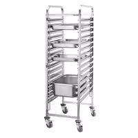 Inox kolica za GN plehove - za 16 GN 1/1 - kotači Ø 125 mm (2 s kočnicom)