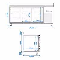 Commercial Counter Fridge PREMIUM - 1865x700mm - with 1 door - 6 drawers - with upstand - capacity 474 litres
