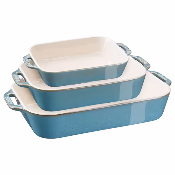 STAUB | CERAMIQUE - Set posuda za pečenje - 3 komada - Pravokutne - Keramika - Antik tirkizna boja