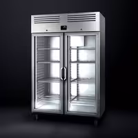 Nerezová chladicí skříň PREMIUM PLUS - GN 2/1 - 1385 mm - 1240 l - až +8 °C - s 2 skleněné dveře