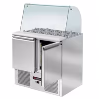Pult za pripremu salate ECO - 900 mm - 2 vrata - s visokom staklenom nadogradnjom za 2x GN 1/1 & 3x GN 1/6