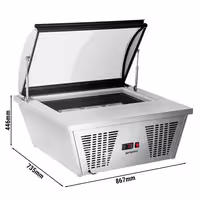 Countertop Ice Cream Display Freezer - 867mm - Static cooling - with LED lighting - for 4 x 5 litres Napoli pans - hinged glass lid