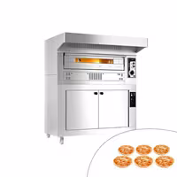 Gas Deck Pizza Oven - Single Deck - Refractory Stone Deck - 6 x Ø33cm - 230V Single Phase - Mechanical Controls - incl. Stainless steel hood & Proofing cabinet