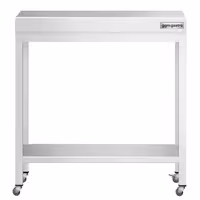 PREMIUM Edelstol-Aarbechtsdësch – 800 x 600 mm – mat engem Basisregal a Rollen