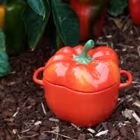 STAUB | CERAMIQUE - Cocotte - Paprikaform - Ø 110mm - Keramik - Orange-Röd