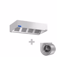 Commercial Wall-Mounted Extractor Hood with Motor – 2200mm – with Speed Controller, Baffle Filters & Lighting
