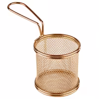 (6 Stück) Servier Frittierkorb - SNACKHOLDER - Edelstahl - Ø 80mm - Kupfer