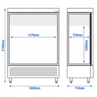 GASTRO-COOL | Hladnjak nehrđajući čelik (inox) PREMIUM - 1200 l - od -2 °C do +8 °C - s 2 vrata - ventilirano hlađenje, automatsko odmrzavanje, LED rasvjeta