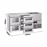 Pivski šank PREMIUM - 1950x700 mm - 5 Staklene ladice