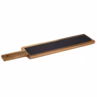 (6 pcs) Serving Board - FUSIONA - 2-piece set - incl. slate plate - acacia wood - 550x120mm